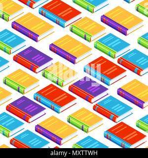 Seamless pattern with isometric books. Stock Vector