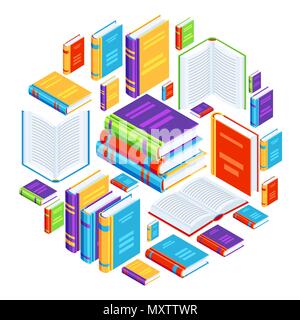 Background with isometric books. Stock Vector