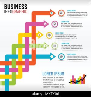 Vector illustration for business Infographic template layout overwrapping arrow design for presentation, business meeting, marketing, techonology work Stock Vector