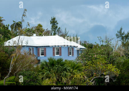 Bermudian architecture in a small hilltop home. Stock Photo