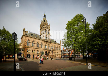 Landmark Gothic Revival Chester Town Hall Northgate Street city of Chester, Cheshire, England. designated Grade II* listed building by Architect Willi Stock Photo