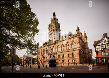 Landmark Gothic Revival Chester Town Hall Northgate Street city of Chester, Cheshire, England. designated Grade II* listed building by Architect Willi Stock Photo