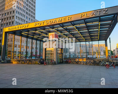 The Potsdamer Platz Railway station in Berlin - BERLIN / GERMANY - MAY 21, 2018 Stock Photo