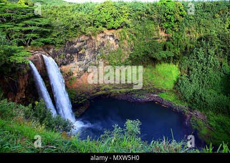 Wailua Falls also known as Fantasy Island Falls on the island of Kauai Hawaii Stock Photo