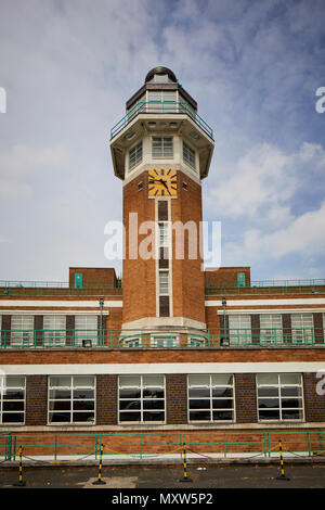 The Crowne Plaza Liverpool John Lennon Airport Hotel, formerly the terminal building of Liverpool Speke Airport, aerodrome art deco control tower