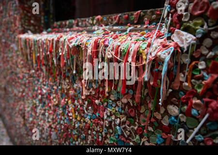 Seattle Gum Wall, Pike Place Market  The gum wall in Pike Place Market, downtown Seattle, Washington. Stock Photo