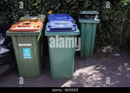 Rubbish, Wheelie bins, black bags , recycling Stock Photo