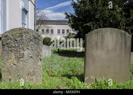 Street scene in a regency town in the UK. Image showing buildings, walls, shops, plants. Urban image. Stock Photo