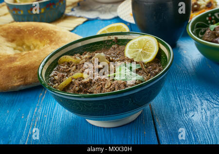 Pakistani cuisine ,Mutton Taka Tak Lahori Style,  mutton brain, sweet bread and kidney in assorted spices, served with mint chutneyTraditional assorte Stock Photo