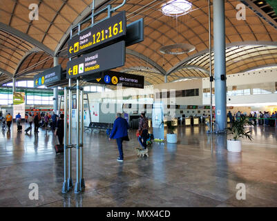 Alicante, Spain - May 16, 2018: Interior of the departure hall of the airport in Alicante. May 9, 2015 in Alicante, Spain Stock Photo