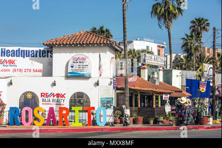 The Rosarito sign in Baja California, Mexico Stock Photo