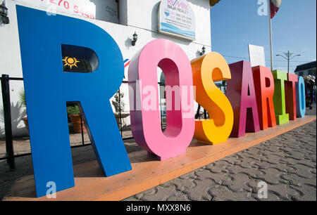 The Rosarito sign in Baja California, Mexico Stock Photo