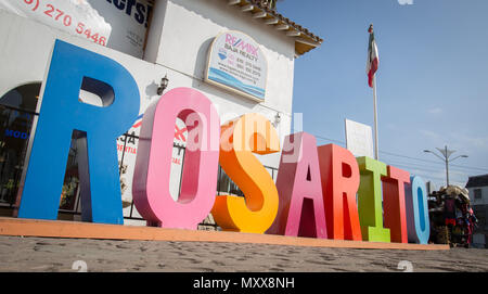 The Rosarito sign in Baja California, Mexico Stock Photo