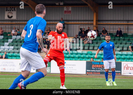 Chris Colvin-Owen of South Wales FA v Region of Gothenburg compete in the preliminary round of the UEFA Regions Cup at Jenner Park. Stock Photo