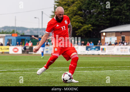 Chris Colvin-Owen of South Wales FA v Region of Gothenburg compete in the preliminary round of the UEFA Regions Cup at Jenner Park. Stock Photo