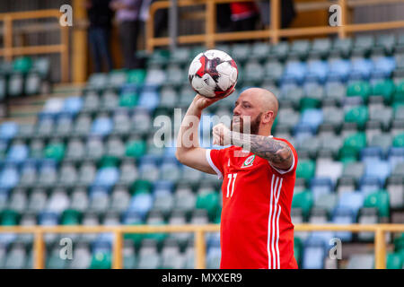 Chris Colvin-Owen of South Wales FA v Region of Gothenburg compete in the preliminary round of the UEFA Regions Cup at Jenner Park. Stock Photo