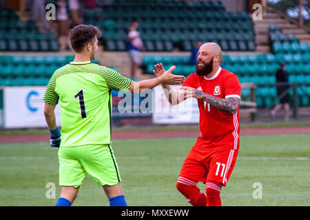 Chris Colvin-Owen of South Wales FA v Region of Gothenburg compete in the preliminary round of the UEFA Regions Cup at Jenner Park. Stock Photo