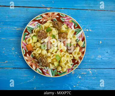 Orecchiette with Mini Chicken Meatballs,  close up Stock Photo
