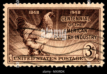 Poultry Industry showing Rooster Postage Stamp Stock Photo