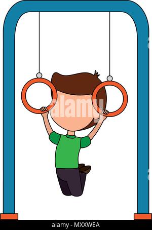 Boy hanging on the rings illustration Stock Vector Image & Art - Alamy