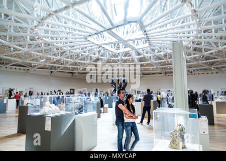 Mexico City,Hispanic Mexican,Colonia Granada,Plaza Carso,Museo Soumaya Museum Carlos Slim private art collection,interior inside,skylight,gallery,exhi Stock Photo
