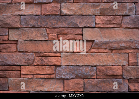 natural stone wall background - red tiled brick stones , Stock Photo