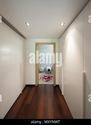 Interior of modern house, corridor with closets Stock Photo