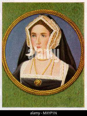 Jane Seymour, Queen of England (around 1509-1537), third of the six wives of the English King Henry VIII. After a miniature of Hans Holbein d. J. in a collection picture album from 1933, Holbein d.J., Hans Stock Photo