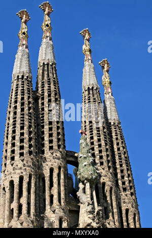 BARCELONA SPAIN - May 05: La Sagrada Familia - the impressive cathedral designed by Gaudi, which is built since 1882 and has not yet been achieved May