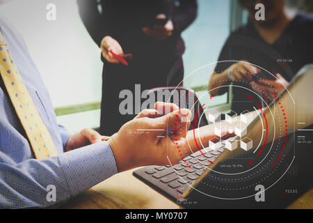 business with virtual diagram and IOT Stock Photo