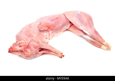 Raw rabbit carcass isolated on white background Stock Photo
