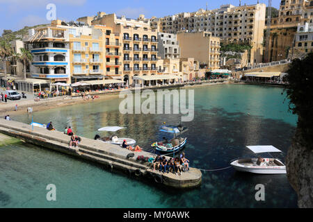 Summer view of Xlendi village Harbour, island of Gozo, Malta. Stock Photo