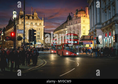 London, UK - November 2017. View of Piccadilly Circus at night. Landscape format. Stock Photo