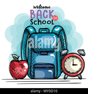 back to school set icons drawings Stock Vector