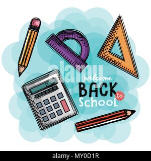 back to school set icons drawings Stock Vector