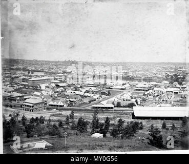 View of Brisbane 1886. The first Victoria Bridge completed in 1874