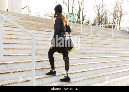 I Believe in Myself. Calm and Beautiful Disabled Athlete Woman in  Sportswear with Prosthetic Leg Standing in Yoga Pose on the Stock Photo -  Image of pleasure, fitness: 231467750