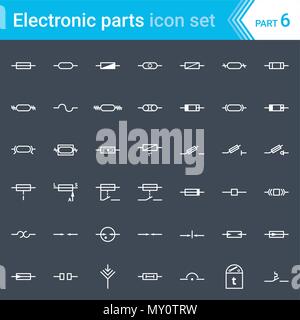Electric and electronic icons, electric diagram symbols. Fuses and electrical protection symbols. Stock Vector
