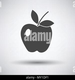 Icon of Apple on gray background, round shadow. Vector illustration. Stock Vector