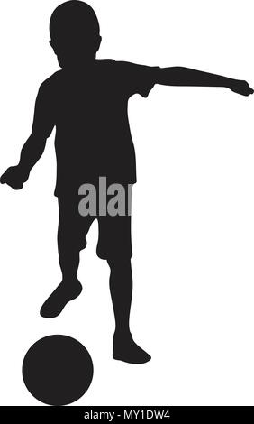 Illustration of a boy playing football vector silhouette Stock Vector