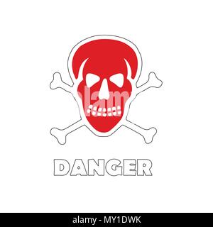 stamp illustration showing danger text and skull icon button, vector Stock Vector