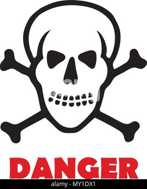 stamp illustration showing danger text and skull, vector Stock Vector