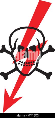 stamp illustration showing danger text and skull, vector Stock Vector