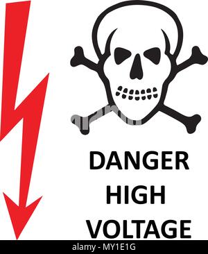 stamp illustration showing danger text and skull, vector Stock Vector