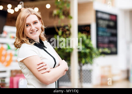 Portrait of blonde smiling woman. Stock Photo