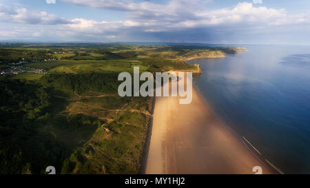 Aerial view of Oxwich Bay Stock Photo