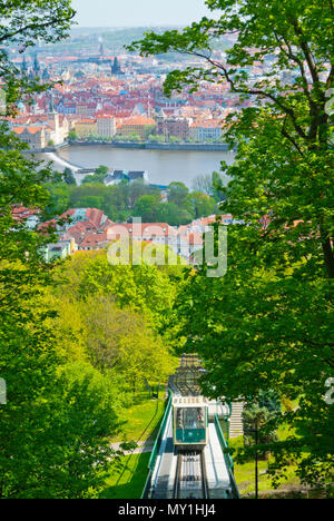 Lahove drahy, funicular going up to Petrinske sady, Petrin hill park, Prague, Czech Republic Stock Photo