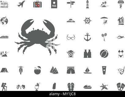 Crab icon. Summer holidays and Traveling vector icons set Stock Vector