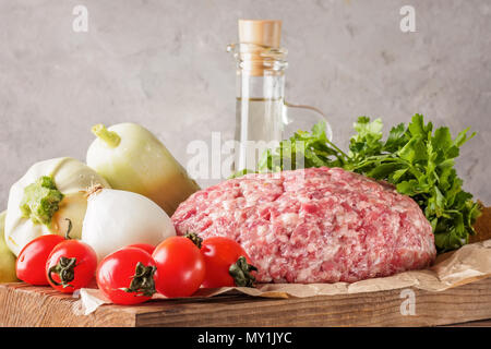 Mixe of ground meat minced beef and pork Stock Photo