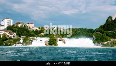 View of the european biggest waterfall Rheinfall in Switzerland. Stock Photo